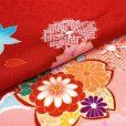 画像5: 七五三 7歳 女の子 正絹 着物セット 金駒刺繍 正絹 四つ身の着物と結び帯 フルセット【赤、桜と流水】