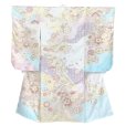 画像2: 七五三 着物 7歳 絵羽柄のパステルカラーの四つ身の子供着物(合繊) 単品【ホワイト系、古典柄】