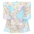 画像2: 七五三 着物 7歳 絵羽柄のパステルカラーの四つ身の子供着物(合繊) 単品【ライトブルー系、古典柄】