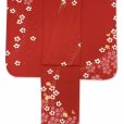 画像3: 七五三 7歳 女の子用 日本製 正絹 本絞り柄 金駒刺繍 絵羽付け 四つ身の着物【赤、梅】