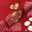 画像3: 七五三 着物 7歳 フルセット 女の子用 日本製 正絹 本絞り 金駒刺繍 四つ身の着物と結び帯 コーディネートセット【赤、梅】
