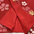 画像5: 七五三 着物 7歳 フルセット 女の子用 日本製 正絹 本絞り 金駒刺繍 四つ身の着物と結び帯 コーディネートセット【赤、梅】 (5)