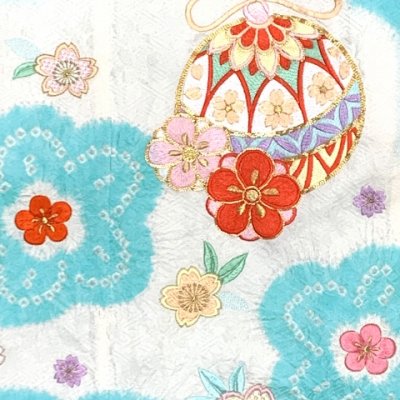 画像6: 七五三 7歳 女の子用 日本製 正絹 本絞り 総刺繍 絵羽付け 四つ身の着物 襦袢 伊達衿付き【水色、鈴】