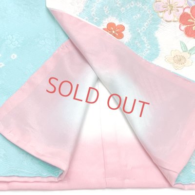 画像5: 七五三 7歳 女の子 着物セット 日本製 正絹 本絞り 総刺繍 絵羽付け 四つ身の着物と結び帯 フルセット【水色、鈴】