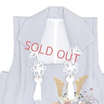 画像4: 七五三 3歳 男の子 手描き友禅 被布着【淡銀鼠、兜】