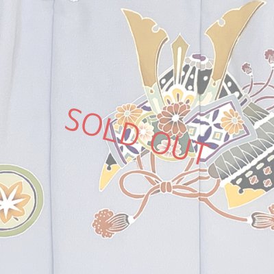 画像5: 七五三 3歳 男の子 手描き友禅 被布着【淡銀鼠、兜】