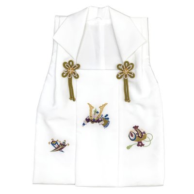 画像2: 七五三 男の子 3歳 被布セット 被布コート 雪駄 信玄袋 足袋 4点コーデセット 合繊【白系、兜と小槌】