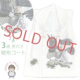 被布コート 単品 七五三 3歳 男の子 素描風 被布着 正絹【白系、鷹と松】