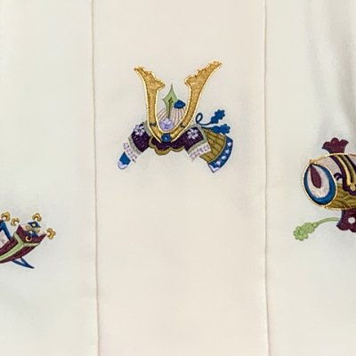 画像5: 七五三 男の子 3歳 被布セット 被布コート 雪駄 信玄袋 足袋 4点コーデセット 合繊【生成り、兜と小槌】