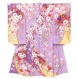 画像2: 七五三 着物 7歳 フルセット 女の子 購入 正絹 刺繍 絵羽付け着物と結び帯 コーディネートセット【藤色、枝垂れ桜に鞠】