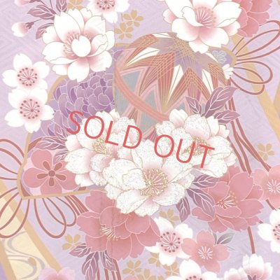 画像3: 七五三 着物 7歳 セット 正絹 刺繍入り 四つ身着物と結び帯 コーディネートフルセット【藤色、枝垂れ桜に鞠】