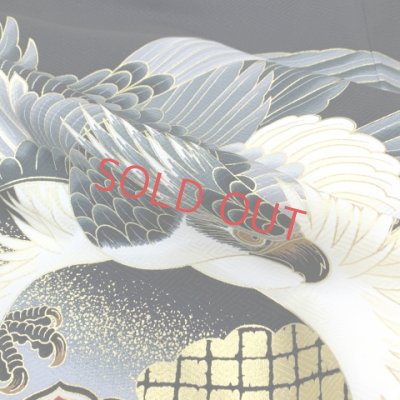 画像6: お宮参り 着物 男の子 赤ちゃんのお祝い着 産着 初着 正絹 襦袢付き【黒地、鷹・御所車】