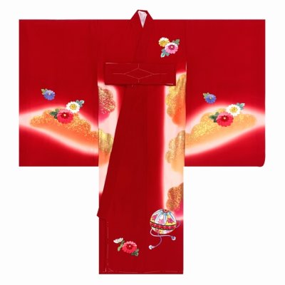 画像3: お宮参り 女の子 着物 正絹 総刺繍 日本製 赤ちゃんのお祝い着 初着 産着 襦袢付き【赤。二つ鞠に牡丹】