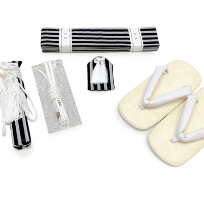 画像5: 七五三 5歳 男の子 正絹 袴セット 縞袴と小物7点セット 正絹 化粧箱入り【黒棒縞】