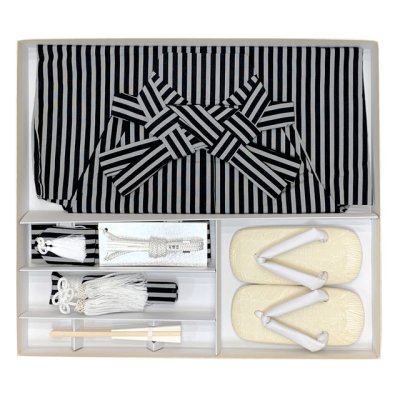 画像6: 七五三 5歳 男の子 正絹 袴セット 縞袴と小物7点セット 正絹 化粧箱入り【黒棒縞】