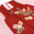画像5: 七五三 着物 フルセット 3歳 女の子用 日本製 正絹 被布コートセット 正絹【赤ｘピンク、橘に松】 (5)