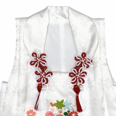 画像4: 被布コート ３歳女の子用 七五三 日本製 正絹 手描き 被布コート(単品)【白、鞠と花輪】
