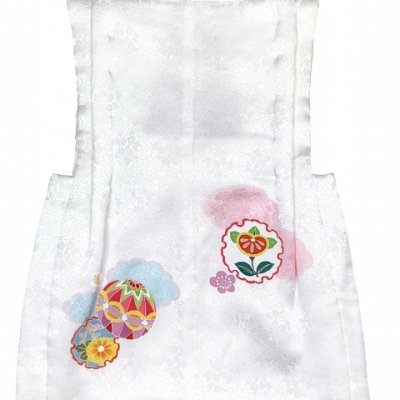 画像3: 被布コート ３歳女の子用 七五三 日本製 正絹 手描き 被布コート(単品)【白、鞠と雪輪に花】