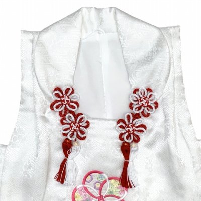 画像4: 被布コート ３歳女の子用 七五三 日本製 正絹 本絞り 刺繍柄 被布コート(単品)【白、ねじり梅と鶴】