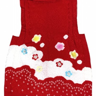 画像3: 被布コート ３歳女の子用 七五三 日本製 正絹 本絞り 刺繍柄 被布コート(単品)【紅白、鞠と梅】
