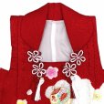 画像4: 被布コート ３歳女の子用 七五三 日本製 正絹 本絞り 刺繍柄 被布コート(単品)【紅白、鞠と梅】 (4)