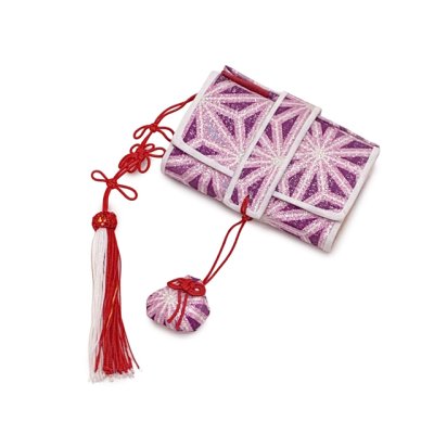 画像6: 七五三 バッグと筥迫 2点セット 子供用 がまぐちバッグ 合繊 おしゃれ モダン【紫、麻の葉】