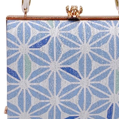 画像4: 七五三 バッグと筥迫 2点セット 子供用 がまぐちバッグ 合繊 おしゃれ モダン【水色、麻の葉】