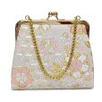 画像2: 七五三 バッグ 子供 金襴生地 がま口バッグ 合繊【白、桜】 (2)