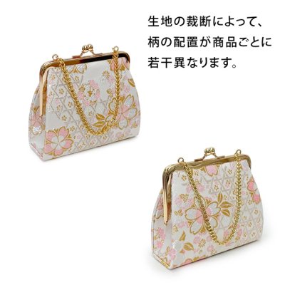 画像4: 七五三 バッグ 子供 金襴生地 がま口バッグ 合繊【白、桜】
