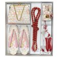 画像7: 七五三 はこせこセット 草履(21cm) バッグ 筥迫 帯締め 扇子 平簪 7歳 女の子【白、桜】