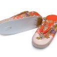 画像5: 七五三 結び帯 箱せこセット ペアセット 7歳 女の子 金襴生地の作り帯セット(合繊)【ピンクｘ朱赤、鞠と牡丹】