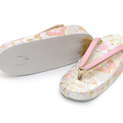 画像3: 七五三 草履バッグセット 7歳 女の子 子供用 草履（21cm） バッグ 鞄【白、桜】