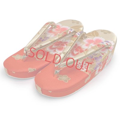 画像3: 七五三 草履バッグセット 7歳 女の子 子供用 草履(21cm) バッグ 鞄【朱赤ｘベージュ、鞠と牡丹】