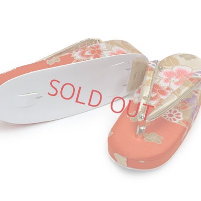 画像4: 七五三 草履バッグセット 7歳 女の子 子供用 草履(21cm) バッグ 鞄【朱赤ｘベージュ、鞠と牡丹】