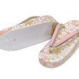 画像3: 子供草履 七五三 女の子用 7歳 金襴生地 草履 21cm【白、桜】 (3)