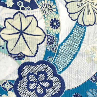 画像3: 2025年新作 “紅一点”ブランド 子供浴衣 女の子 130サイズ & しわ兵児帯 2点セット 【青、熨斗と桜紅葉】