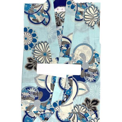 画像2: 2025年新作 “紅一点”ブランド 子供浴衣 女の子 130サイズ & しわ兵児帯 2点セット 【水色、橘】