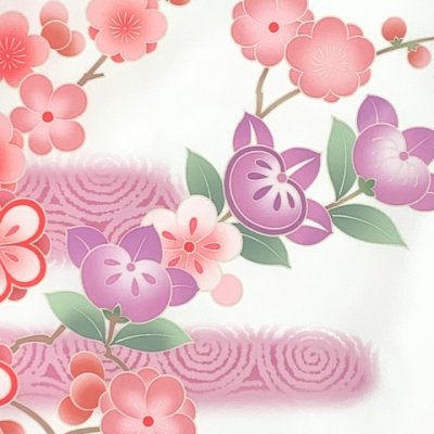 画像4: 七五三 着物 7歳 女の子用 日本製 絵羽柄の四つ身の子供着物  合繊 襦袢付き【白、うさぎにエ霞、橘】