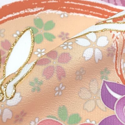 画像7: 七五三 着物 7歳 女の子用 日本製 絵羽柄の四つ身の子供着物  合繊 襦袢付き【白、うさぎにエ霞、橘】