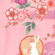 画像5: 七五三 着物 7歳 2023年新作 女の子用 日本製 絵羽柄の四つ身の子供着物 単品 合繊【ピンク、うさぎにエ霞、橘】