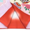 画像9: 七五三 7歳 女の子 正絹 日本製 金駒刺繍　絵羽付け 四つ身の着物【藤色（薄紫色）、鞠と雲】