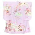 画像2: 七五三 7歳 女の子 着物 正絹 フルセット 日本製 金駒刺繍 四つ身の子供着物と結び帯 コーディネートセット【藤色（薄紫色）、鞠と雲】