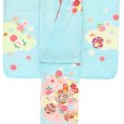 画像3: 七五三 7歳 女の子 正絹 日本製 金駒刺繍　絵羽付け 四つ身の着物【水色、鞠と雲】