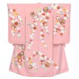 画像2: 七五三 7歳 女の子 着物 正絹 フルセット 日本製 金駒刺繍 手描き 四つ身の子供着物と結び帯 コーディネートセット【ピンク、鈴と桜】