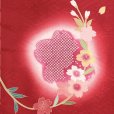 画像5: 七五三 7歳 女の子 正絹 金彩加工 裏地正絹 絵羽付け 四つ身の着物【赤、二つ鞠】