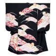 画像2: 七五三 7歳 女の子 日本製 正絹 金駒刺繍 絵羽付け 四つ身の着物【黒地、花山に梅】