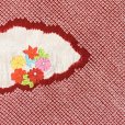 画像4: 七五三 着物 7歳 女の子 日本製 正絹 総絞り 総刺繍柄 絵羽付け 四つ身の着物【赤、雲に花輪】