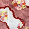 画像3: 七五三 着物 7歳 フルセット 正絹 女の子 本絞り 刺繍柄 絵羽付けの子供着物 コーディネートフルセット【赤、雲に花輪】