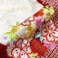 画像4: 七五三 着物 7歳 フルセット 正絹 女の子 本絞り 刺繍柄 絵羽付けの子供着物 コーディネートフルセット【赤、雲に花輪】