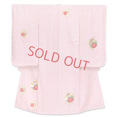 画像2: 七五三 7歳 着物セット 正絹 女の子 本絞り 刺繍柄 絵羽柄の子供着物 コーデセット【ピンク、鈴】